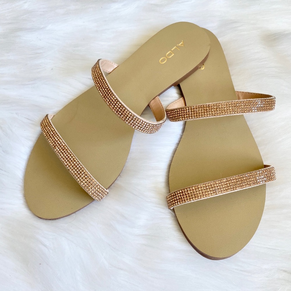ALDO Rose Gold Rhinestone Sandals - Picture 2 of 4